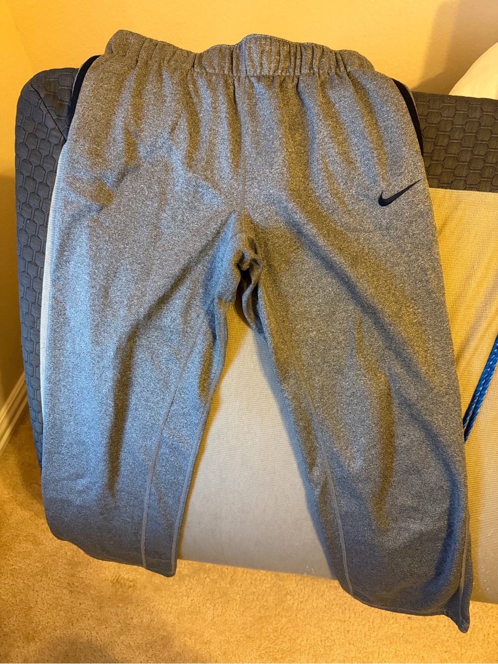 Nike Youth Heather Gray Jogger Sweatpants with Black Swoosh